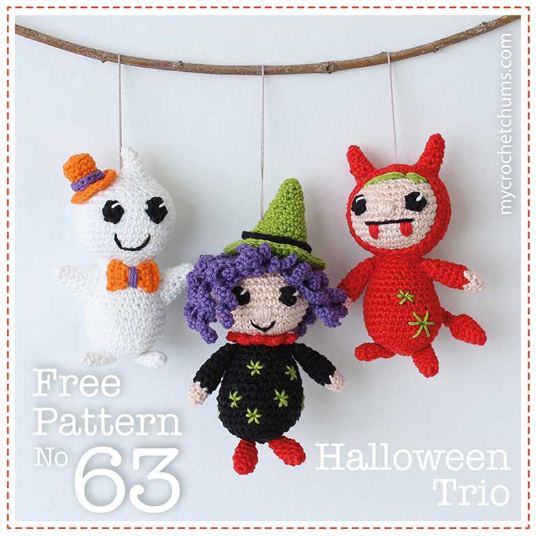 Picture for link to free crochet ghost, witch, devil pattern